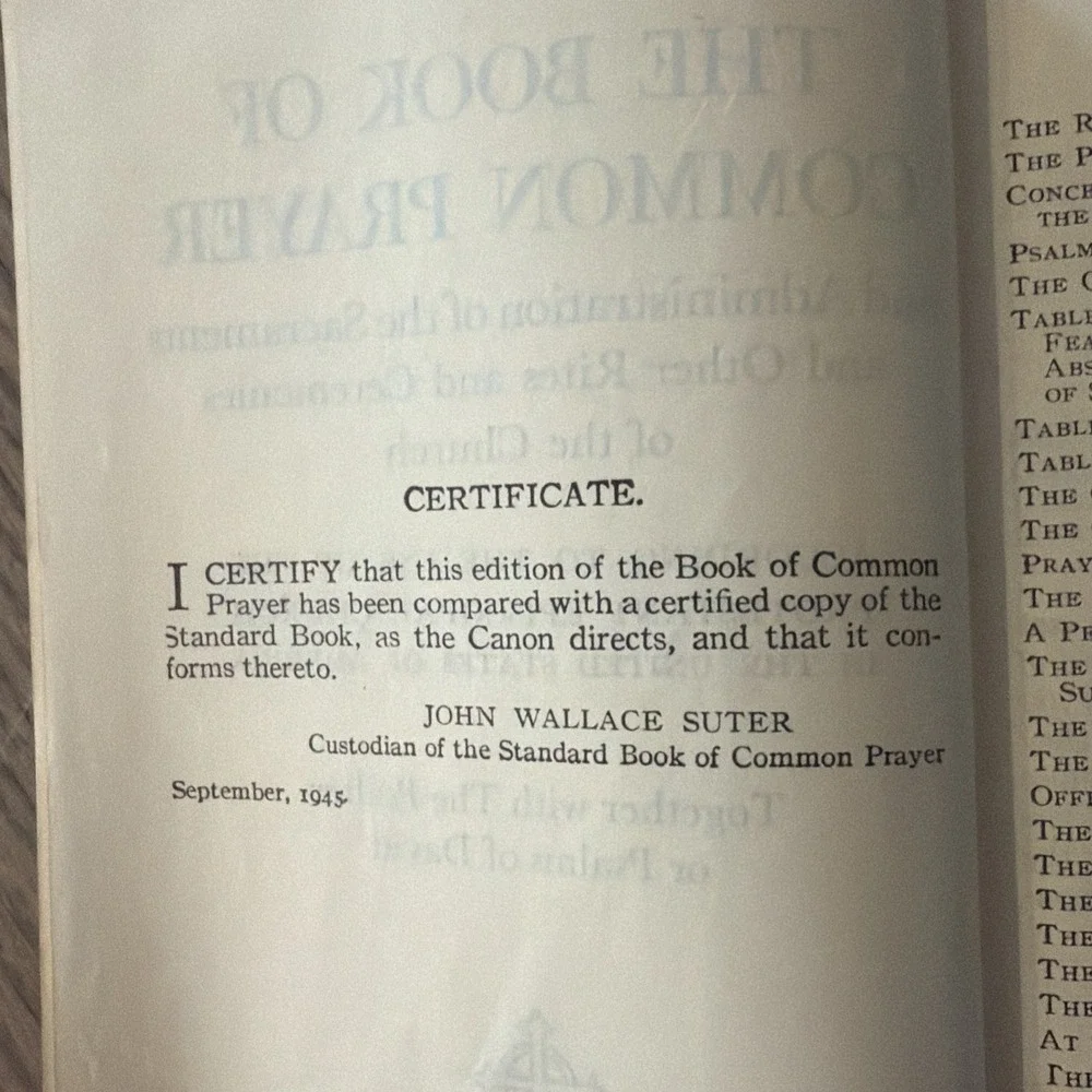 THE BOOK OF COMMON PRAYER Protestant Episcopal Church 1945 Red HC Pocket Size